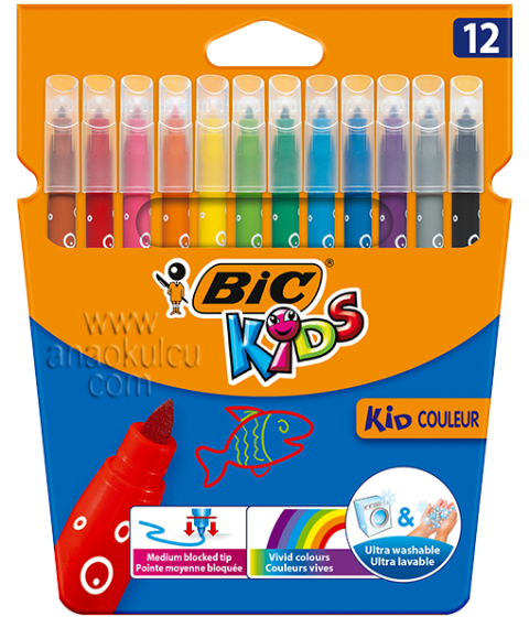 Bic Kid Couleur Keçeli Boya Kalemi 12 Canlı Renk