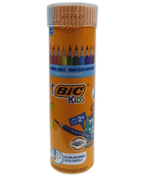 Bic +2 Yaş Üçgen Jumbo Kuru Boya 12 Renk